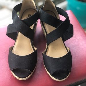 White Mountain Black Espadrille Sandals